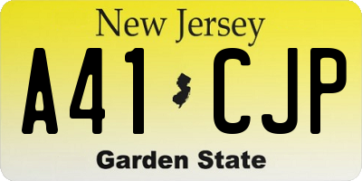 NJ license plate A41CJP