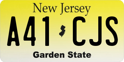 NJ license plate A41CJS