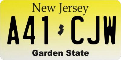 NJ license plate A41CJW