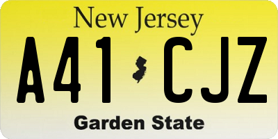 NJ license plate A41CJZ