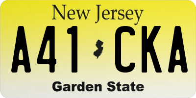 NJ license plate A41CKA