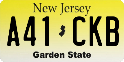 NJ license plate A41CKB