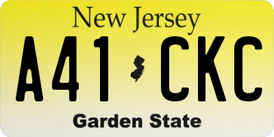 NJ license plate A41CKC