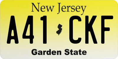 NJ license plate A41CKF
