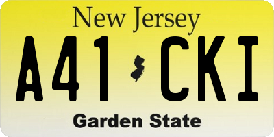 NJ license plate A41CKI