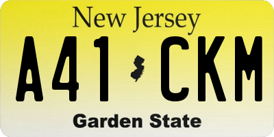 NJ license plate A41CKM