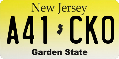 NJ license plate A41CKO
