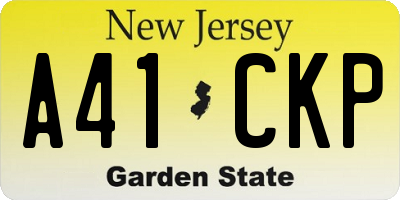 NJ license plate A41CKP