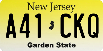 NJ license plate A41CKQ