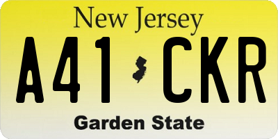 NJ license plate A41CKR