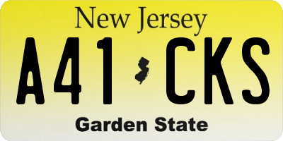 NJ license plate A41CKS