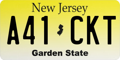 NJ license plate A41CKT