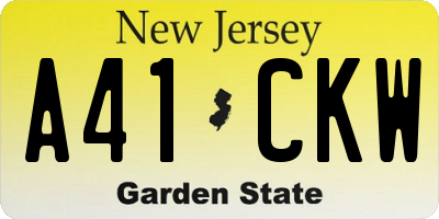 NJ license plate A41CKW