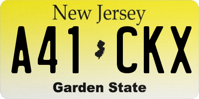 NJ license plate A41CKX
