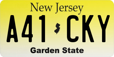 NJ license plate A41CKY