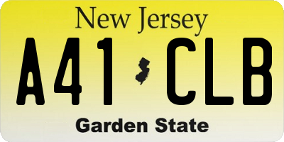 NJ license plate A41CLB