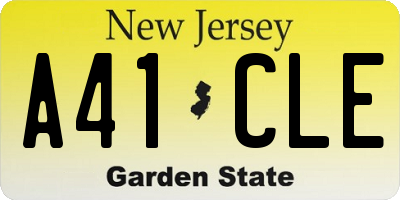 NJ license plate A41CLE