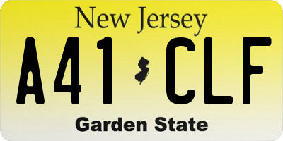 NJ license plate A41CLF