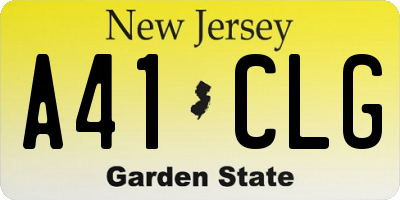 NJ license plate A41CLG
