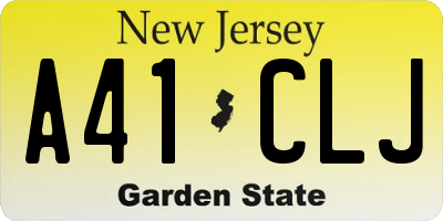 NJ license plate A41CLJ
