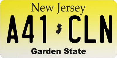 NJ license plate A41CLN