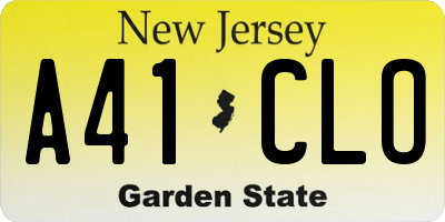 NJ license plate A41CLO