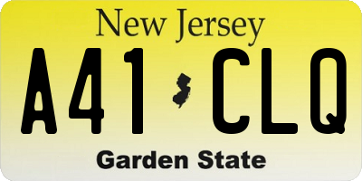 NJ license plate A41CLQ