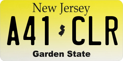 NJ license plate A41CLR
