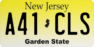 NJ license plate A41CLS