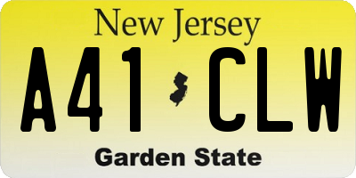 NJ license plate A41CLW