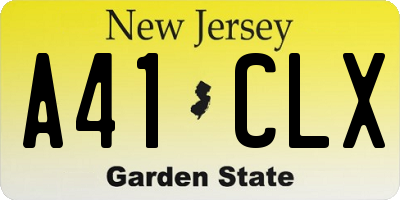 NJ license plate A41CLX