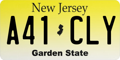 NJ license plate A41CLY