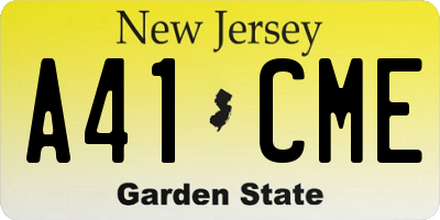 NJ license plate A41CME