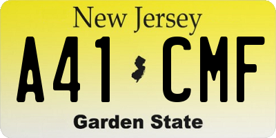 NJ license plate A41CMF