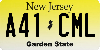 NJ license plate A41CML