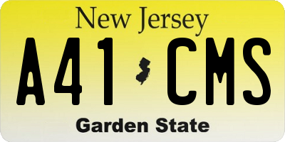 NJ license plate A41CMS