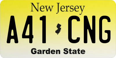 NJ license plate A41CNG