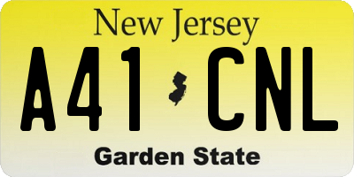 NJ license plate A41CNL