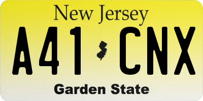 NJ license plate A41CNX