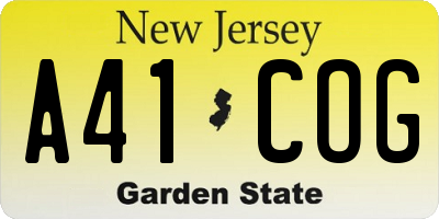NJ license plate A41COG
