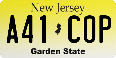 NJ license plate A41COP