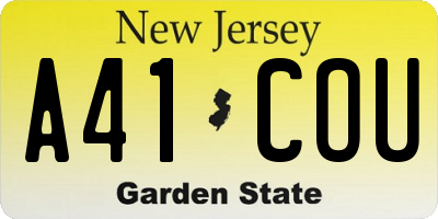 NJ license plate A41COU