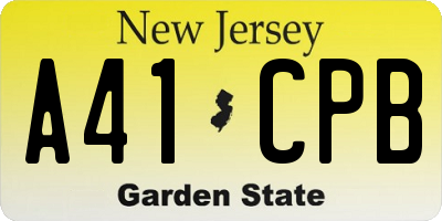 NJ license plate A41CPB