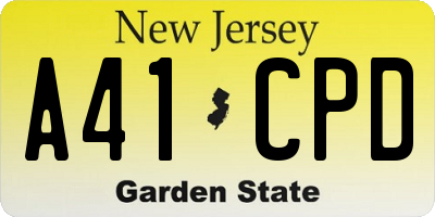 NJ license plate A41CPD