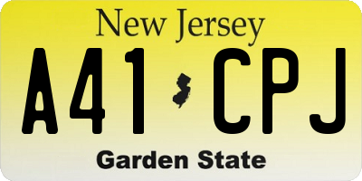 NJ license plate A41CPJ