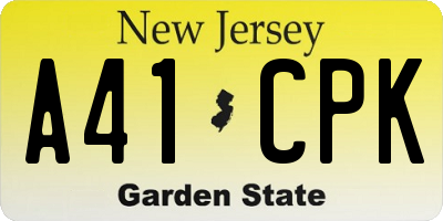 NJ license plate A41CPK