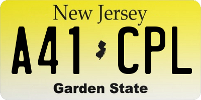 NJ license plate A41CPL