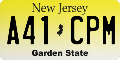 NJ license plate A41CPM