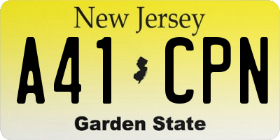 NJ license plate A41CPN