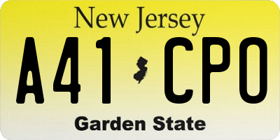NJ license plate A41CPO